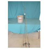 3pcs Vintage Fishing Poles & Galvanized Bait Can