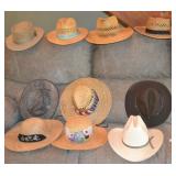 Lot Various Vintage Western & Straw Style Hats
