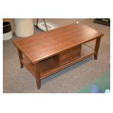 Mid Century Walnut Wood Coffee Table w/ Drawers