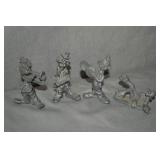 4pcs Various Vintage Pewter 3" Hobo Clowns