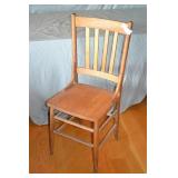 Solid Oak Antique Slat Back Schoolhouse Side Chair