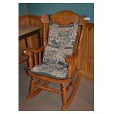 Solid Oak Rocking Chair With Padded Cushions