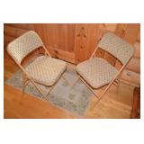 Pair Mid Century padded Metal Folding Chairs