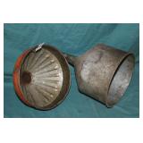 2 Antique Galvanized Large Funnels