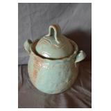 9" Celdon Green Glazed Hand Made Pottery Jar
