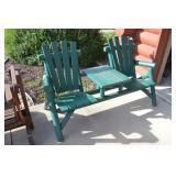 Adirondack Style Wood Loveseat w/ Center Table