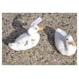 Pair 6" Tall Concrete yard Art Ducks