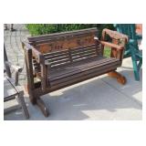 60" Wooden Glider Rocker Loveseat