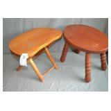 2pcs Antique Wood Milking Stools