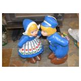 Pair 21" Tall Concrete Dutch Boy Girl Kissing