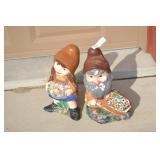Pair 16" Tall Cereamic Gnome Couple Yard Art