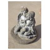 18" Tall Kissing Angles Concrete yard Art Statue