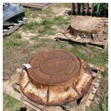 (2) Man hole castings with lids, row:7