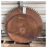 (2) Buzz saw blades 36' & 30', bldg:green
