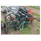 (2) Hose Carts with Hose & 300' of Irrigation Hose & Wheel  Barrow, row:10