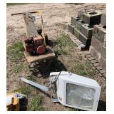 Rototiller, power washer, & large light, row:6