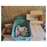 Dishes, figurines, clock and cutting board