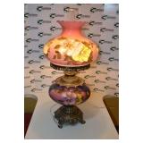 Vintage Hurricane Lamp Double Globe Hand Painted