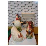 Chicken Figurines and Collectibles includes shelf