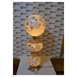 Vintage Triple Globe, Hand Painted Hurricane Lamp