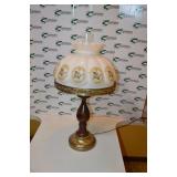 Vintage (GWTW) table Lamp, hand-painted floral milk glass shade