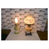 Double Globe Hand Painted Hurricane Lamp