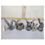Gargoyle figurines, some have broken pieces, yoda