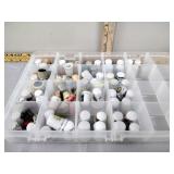 Thimbles, large assortment, plano organizer