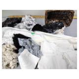 Pillowcase, doilies, handkerchiefs and basket