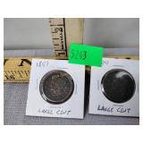 (2)  Large cents  1834 and 1851