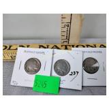 (3)  Buffalo nickels, 1925, 1926, 1935