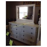Bassett white painted dresser with mirror. Good