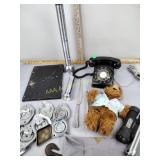 Rotary telephone, flashlights,  ALF stuffed animal