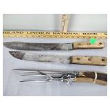 Staghorn cutlery and (2) other knives