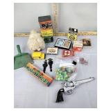 Vintage toys including Daisy bb, Dominoes,