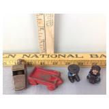 Miniature cast-iron Amish people and wagon, B & R