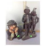 (2)  Clown plaster statues, some chips and paint