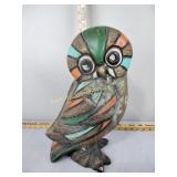 Colorful owl, some paint loss, chipping, possibly
