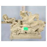 Horses and chariot figure, possibly soapstone