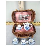 Child tea set with basket