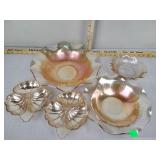Carnival glass bowls and dishes