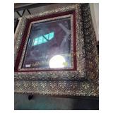 Framed mirror  with red velvet trim