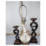 Lamp, wooden candleholders