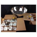 Silver plate punch bowl and cups