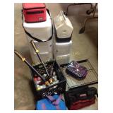 Plastic organizers (one has crack in bin), lunch