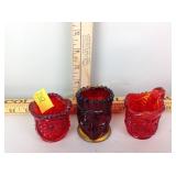 Ruby red Native American chief toothpick holder,