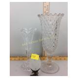 Etched crystal glass vase and clear glass vase,