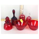 Fenton ruby red glass bell, Cranberry red glass