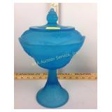 Blue glass grape compote