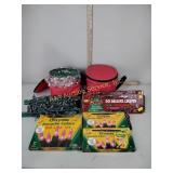 Christmas lights, Christmas storage sets, and